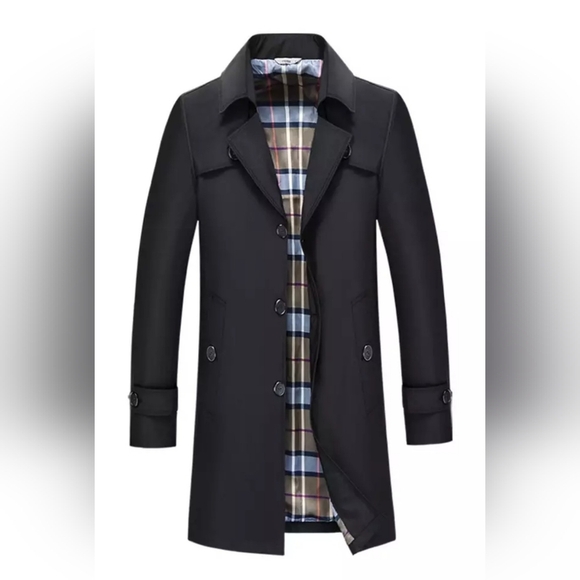Other - Black Windbreaker Trench Jacket Classic Raincoat Traditional Dress Sport Coat